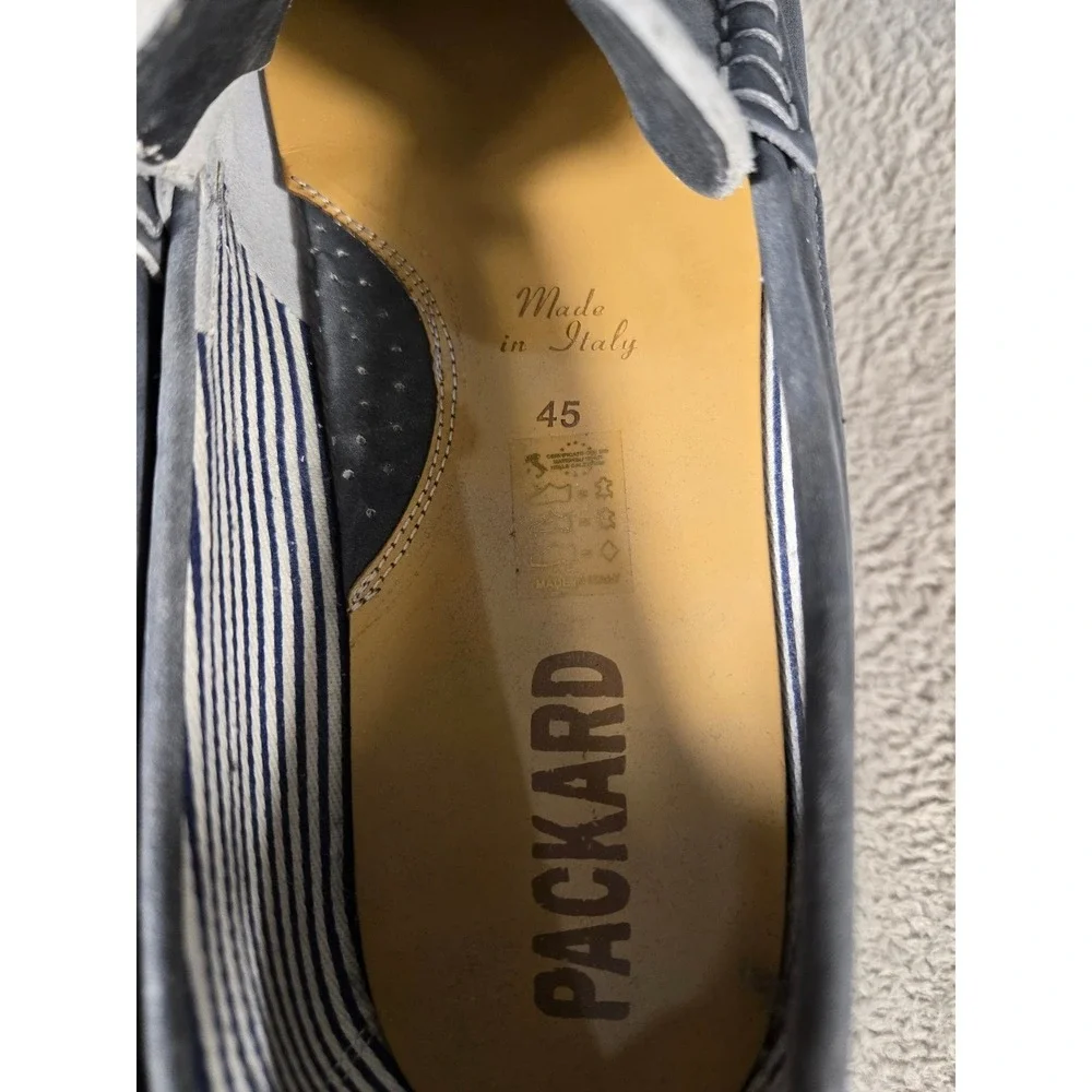 Packard‎ Mens Blue Leather Penny Loafers Made in Italy Size 45 Slip On Shoes
